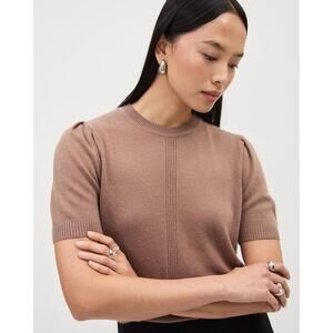 Elbow-Sleeve Crew-Neck Cashmere-Blend Sweater - Size XL